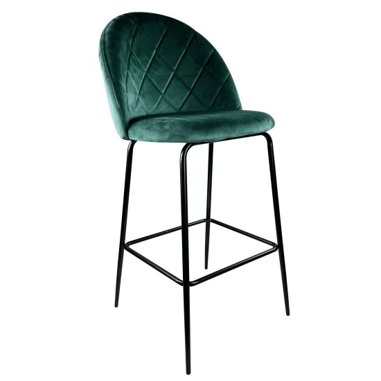 Σκαμπό Bar  UNDERHILL Κυπαρισσί/Μαύρο Βελούδο/Μέταλλο 45x53x107cm