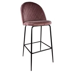 Σκαμπό Bar  UNDERHILL Σάπιο Μήλο/Μαύρο Βελούδο/Μέταλλο 45x53x107cm