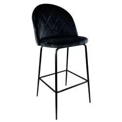 Σκαμπό Bar  UNDERHILL Μαύρο Βελούδο/Μέταλλο 45x53x107cm