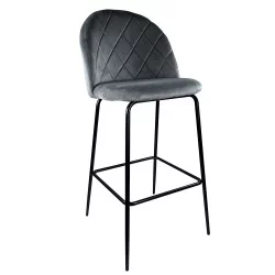 Σκαμπό Bar  UNDERHILL Γκρι/Μαύρο Βελούδο/Μέταλλο 45x53x107cm