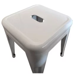 Σκαμπό  Βιομηχανικού Τύπου Vintage VELINO Λευκό Μέταλλο 38x38x45cm