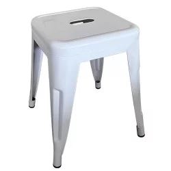 Σκαμπό  Βιομηχανικού Τύπου Vintage VELINO Λευκό Μέταλλο 38x38x45cm