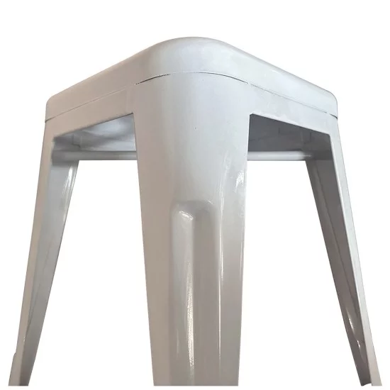 Σκαμπό  Βιομηχανικού Τύπου Vintage VELINO Λευκό Μέταλλο 38x38x45cm