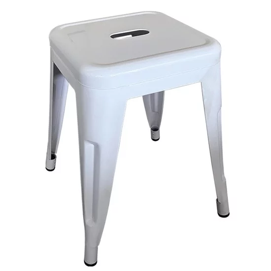 Σκαμπό  Βιομηχανικού Τύπου Vintage VELINO Λευκό Μέταλλο 38x38x45cm