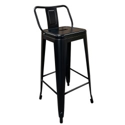 Σκαμπό Bar  Βιομηχανικού Τύπου Vintage MOLERO Μαύρο Ματ Μέταλλο 43x43x94cm