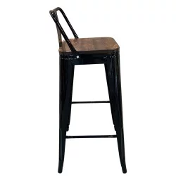 Σκαμπό Bar  Βιομηχανικού Τύπου Vintage MOLERO II Μαύρο/Καφέ Μέταλλο/Ξύλο 44x44x94cm