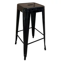 Σκαμπό Bar  Βιομηχανικού Τύπου Vintage SILANO Μαύρο Μέταλλο 42x42x76cm