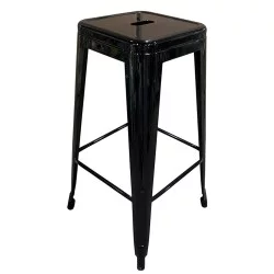 Σκαμπό Bar  Βιομηχανικού Τύπου Vintage SILANO Μαύρο Μέταλλο 42x42x76cm