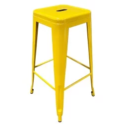 Σκαμπό Bar  Βιομηχανικού Τύπου Vintage SILANO Κίτρινο Μέταλλο 42x42x76cm