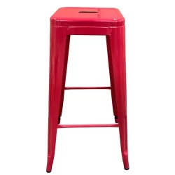 Σκαμπό Bar  Βιομηχανικού Τύπου Vintage SILANO Κόκκινο Μέταλλο 42x42x76cm