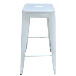 Σκαμπό Bar  Βιομηχανικού Τύπου Vintage SILANO Λευκό Μέταλλο 42x42x76cm