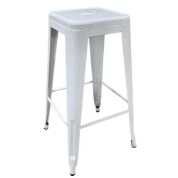 Σκαμπό Bar  Βιομηχανικού Τύπου Vintage SILANO Λευκό Μέταλλο 42x42x76cm