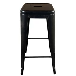 Σκαμπό Bar  Βιομηχανικού Τύπου Vintage SILANO Μαύρο Αντικέ Μέταλλο 42x42x76cm