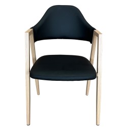 Καρέκλα Τραπεζαρίας  SOLANA Μαύρο/Φυσικό PU/Μέταλλο 51x51x81cm