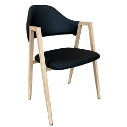 Καρέκλα Τραπεζαρίας  SOLANA Μαύρο/Φυσικό PU/Μέταλλο 51x51x81cm