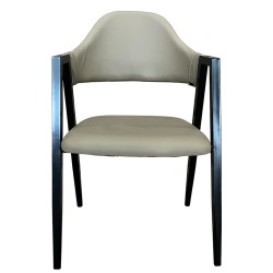 Καρέκλα Τραπεζαρίας  SOLANA Cappuccino/Μαύρο PU/Μέταλλο 51x51x81cm