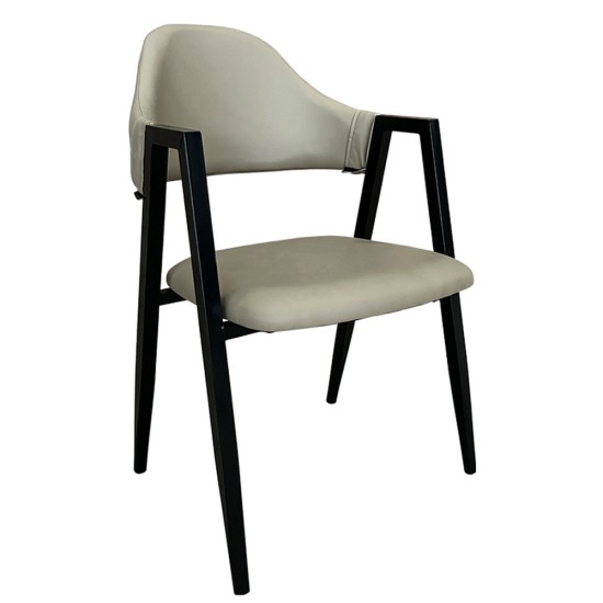 Καρέκλα Τραπεζαρίας  SOLANA Cappuccino/Μαύρο PU/Μέταλλο 51x51x81cm