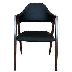 Καρέκλα Τραπεζαρίας  SOLANA Μαύρο/Καρυδί PU/Μέταλλο 51x51x81cm