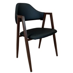 Καρέκλα Τραπεζαρίας  SOLANA Μαύρο/Καρυδί PU/Μέταλλο 51x51x81cm