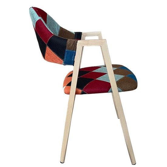 Καρέκλα Τραπεζαρίας  SOLANA Patchwork Ύφασμα/Μέταλλο 51x51x81cm