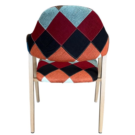 Καρέκλα Τραπεζαρίας  SOLANA Patchwork Ύφασμα/Μέταλλο 51x51x81cm