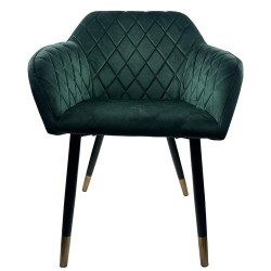 Καρέκλα Τραπεζαρίας  ESPERANZA Πράσινο/Μαύρο Βελούδο/Μέταλλο 56x60x81cm