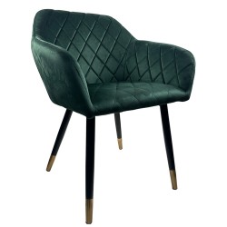 Καρέκλα Τραπεζαρίας  ESPERANZA Πράσινο/Μαύρο Βελούδο/Μέταλλο 56x60x81cm