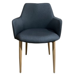 Καρέκλα Τραπεζαρίας  LUZIA Γκρι/Φυσικό Ύφασμα/Μέταλλο 57x60x78cm