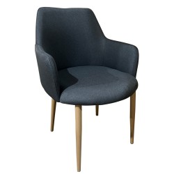 Καρέκλα Τραπεζαρίας  LUZIA Γκρι/Φυσικό Ύφασμα/Μέταλλο 57x60x78cm