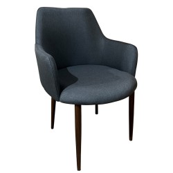 Καρέκλα Τραπεζαρίας  LUZIA Γκρι/Καρυδί Ύφασμα/Μέταλλο 57x60x78cm