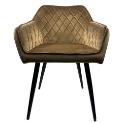 Καρέκλα Τραπεζαρίας  FLORENCIA Cappuccino/Μαύρο Βελούδο/Μέταλλο 56x60x81cm