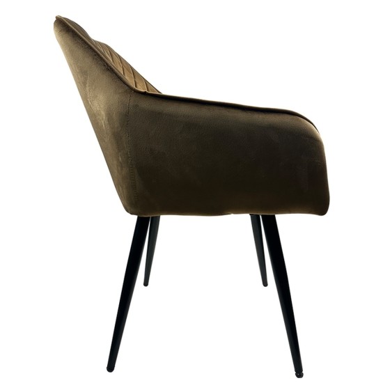 Καρέκλα Τραπεζαρίας  FLORENCIA Cappuccino/Μαύρο Βελούδο/Μέταλλο 56x60x81cm