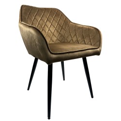 Καρέκλα Τραπεζαρίας  FLORENCIA Cappuccino/Μαύρο Βελούδο/Μέταλλο 56x60x81cm