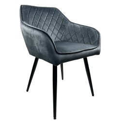 Καρέκλα Τραπεζαρίας  FLORENCIA Γκρι/Μαύρο Βελούδο/Μέταλλο 56x60x81cm