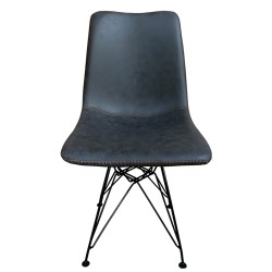 Καρέκλα Τραπεζαρίας  SELVA Γκρι/Μαύρο PU/Μέταλλο 43x57x81cm