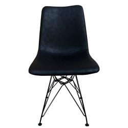 Καρέκλα Τραπεζαρίας  SELVA Vintage Μαύρο PU/Μέταλλο 43x57x81cm