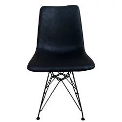 Καρέκλα Τραπεζαρίας  SELVA Vintage Μαύρο PU/Μέταλλο 43x57x81cm