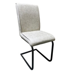 Καρέκλα Τραπεζαρίας  ESTRELLA Μπεζ/Μαύρο PU/Μέταλλο 43x56x95cm