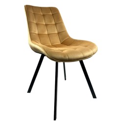 Καρέκλα Τραπεζαρίας  BRISA Μπεζ/Μαύρο Βελούδο/Μέταλλο 53x60x85cm