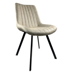 Καρέκλα Τραπεζαρίας  MILONGA Μπεζ/Μαύρο PU/Μέταλλο 55x61x88cm
