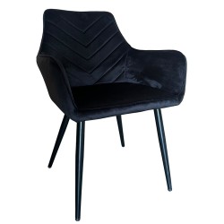 Καρέκλα Τραπεζαρίας  FLORITA Μαύρο Βελούδο/Μέταλλο 55x57x84cm