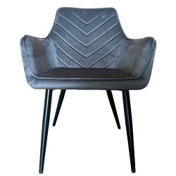 Καρέκλα Τραπεζαρίας  FLORITA Γκρι/Μαύρο Βελούδο/Μέταλλο 55x57x84cm