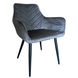 Καρέκλα Τραπεζαρίας  FLORITA Γκρι/Μαύρο Βελούδο/Μέταλλο 55x57x84cm