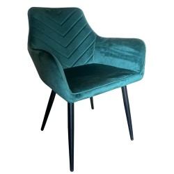 Καρέκλα Τραπεζαρίας  FLORITA Πράσινο/Μαύρο Βελούδο/Μέταλλο 55x57x84cm