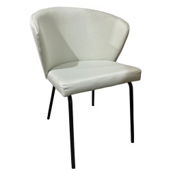 Καρέκλα Τραπεζαρίας  JACARANDA Μπεζ/Μαύρο Ύφασμα/Μέταλλο 56x56x76cm