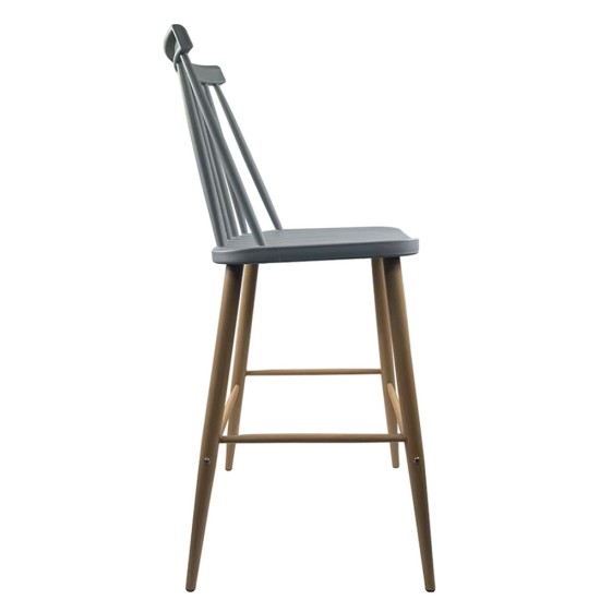 Σκαμπό Bar  MARANTA Γκρι/Φυσικό PP/Μέταλλο 45x46x97cm