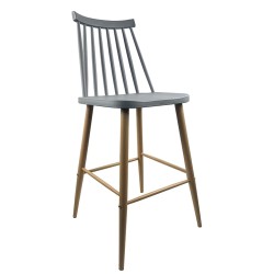 Σκαμπό Bar  MARANTA Γκρι/Φυσικό PP/Μέταλλο 45x46x97cm