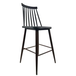 Σκαμπό Bar  MARANTA Μαύρο/Καρυδί PP/Μέταλλο 45x46x97cm