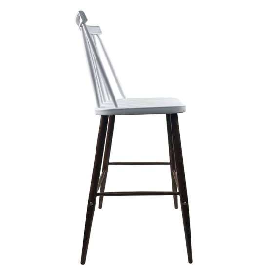 Σκαμπό Bar  MARANTA Λευκό/Καρυδί PP/Μέταλλο 45x46x97cm