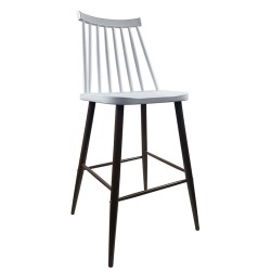 Σκαμπό Bar  MARANTA Λευκό/Καρυδί PP/Μέταλλο 45x46x97cm